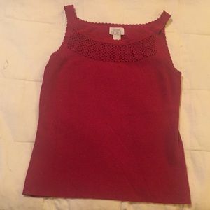 Ann Taylor Red Knit Tank Size M